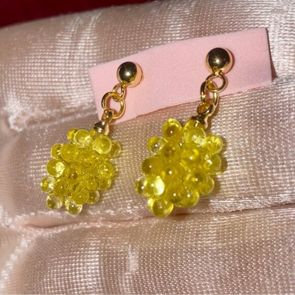 Handmade Jewelry - Elegant Yellow Beaded Drop Earrings. Handmade